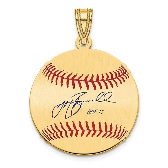 14K Gold Plated Jeff Bagwell Signature SM Enamel Baseball Pendant - Picture 1 of 5
